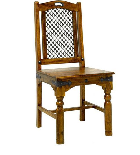 Heritage Jali Back Dining Chair | Solid Wood Dining Chair with Handcrafted Mesh Back Design