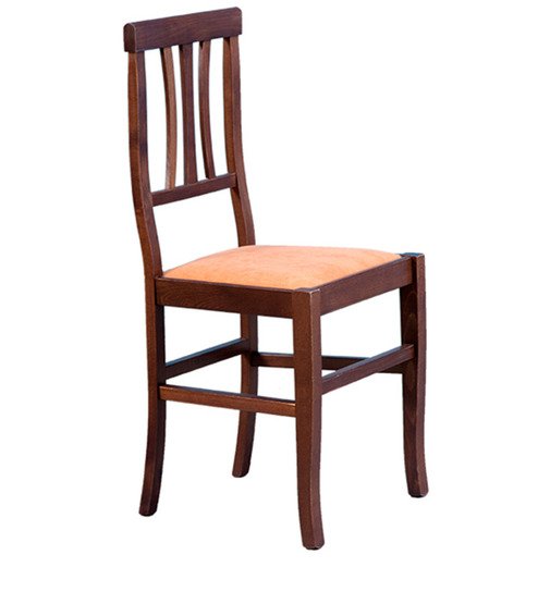 Classic Curved Slat Back Dining Chair | Solid Wood Upholstered Dining Chair
