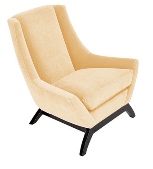 Ivory Velvet Accent Lounge Chair with Reclined Back
