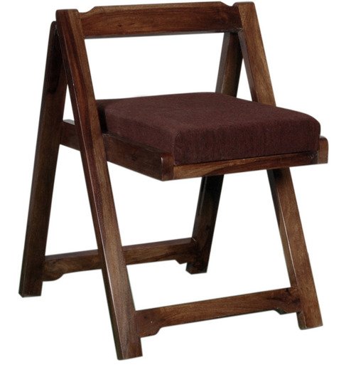 Handcrafted Wooden Folding Chair with Upholstered Seat