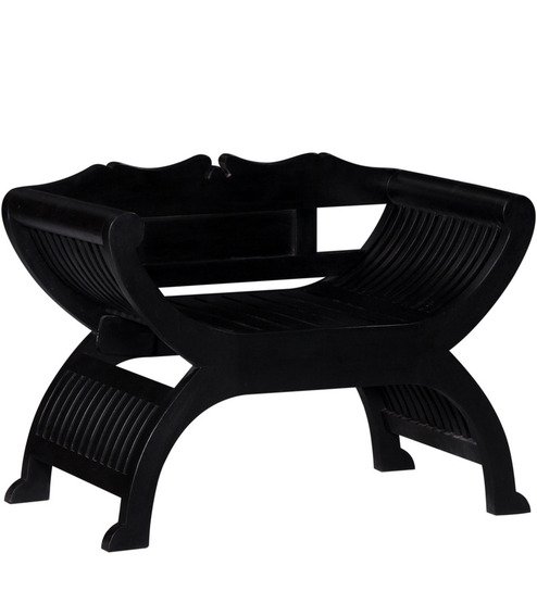 Traditional Wooden Mudda Chair in Black Finish