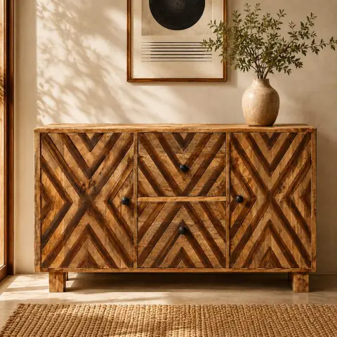 Chevron 2 Door 2 Drawer Wooden Sideboard