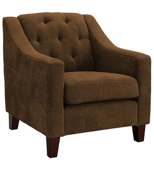 Brown Tufted Accent Armchair with Reclined Back