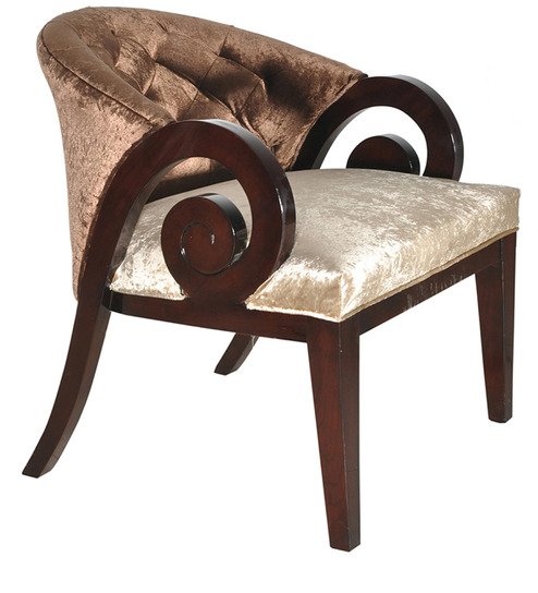 Royal Scroll Arm Upholstered Accent Chair in Velvet Fabric