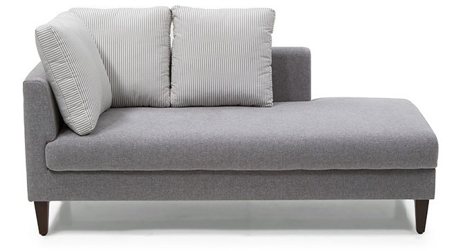 Modern Grey Upholstered Day Bed Sofa | Contemporary Fabric Chaise Lounge