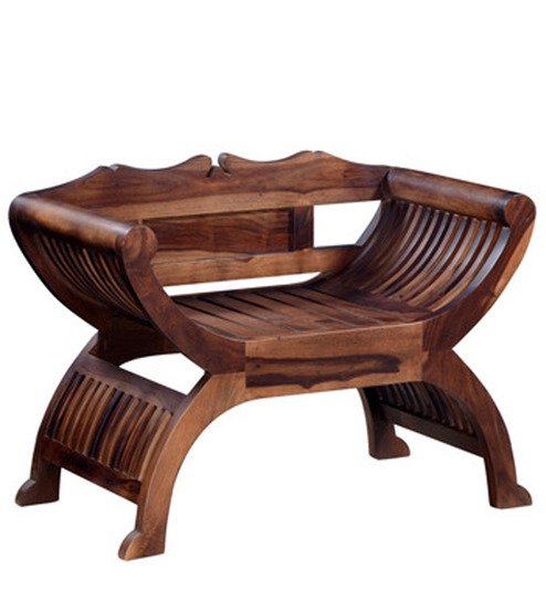 Traditional Teak Finish Wooden Barrel Arm Chair