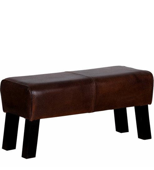 Handcrafted Leather Upholstered Bench