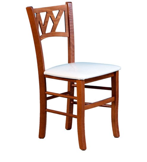 Handcrafted Upholstered Wooden Dining Chair with Geometric Backrest