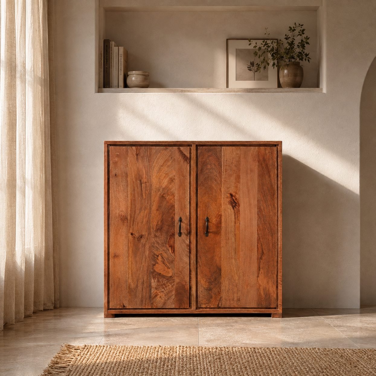 Natural Grain 2 Door Solid Wood Storage Cabinet