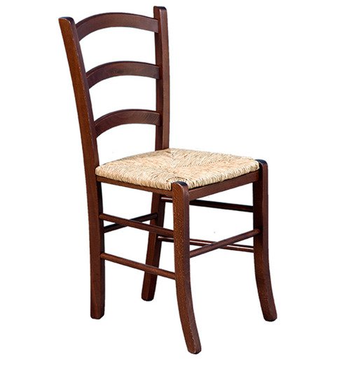 Rustic Ladder Back Dining Chair | Handcrafted Solid Wood Dining Chair with Natural Woven Seat