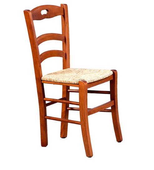 Rustic Ladder Back Dining Chair | Solid Wood Dining Chair with Handwoven Natural Seat